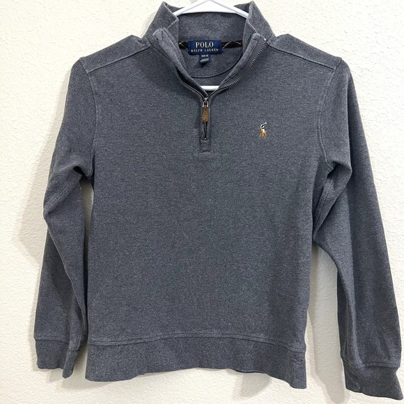 Polo Ralph Lauren Boys Sweatshirt Size M 10-12 1/4 Zip Pullover Gray - Picture 1 of 8